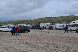 The beach is already full